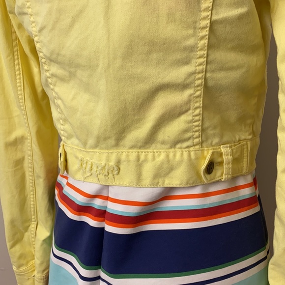 BCBGeneration Yellow Distressed Denim Jacket Size S - Picture 9 of 12